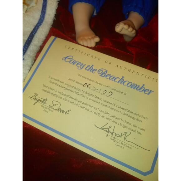 Vtg 1990 Georgetown Coll. COREY THE BEACHCOMBER 12" Porcelain Doll W/Orig Box - Picture 4 of 5